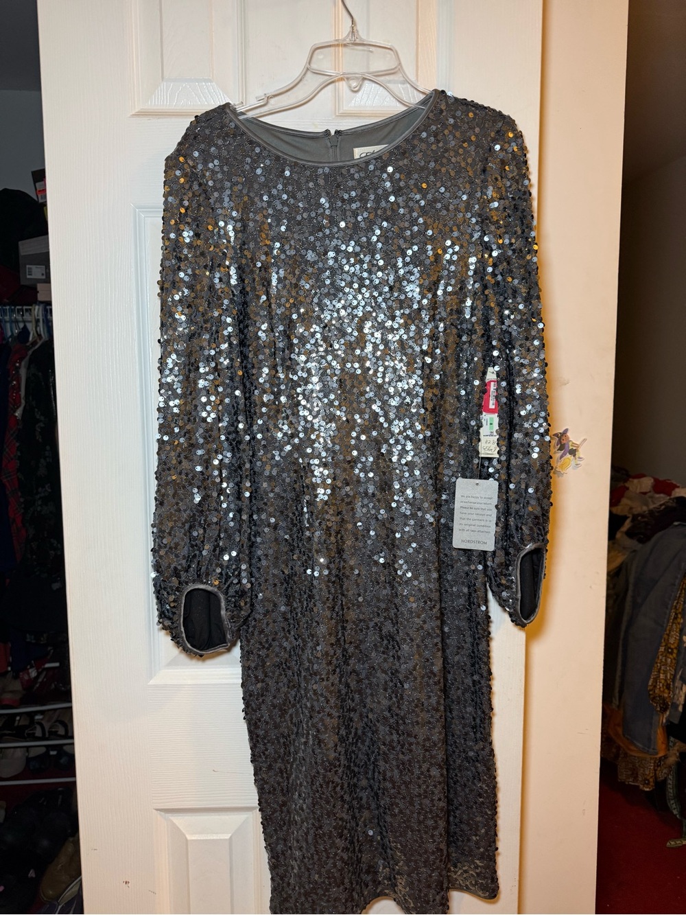 Eliza J Charcoal Sequin Party Dress